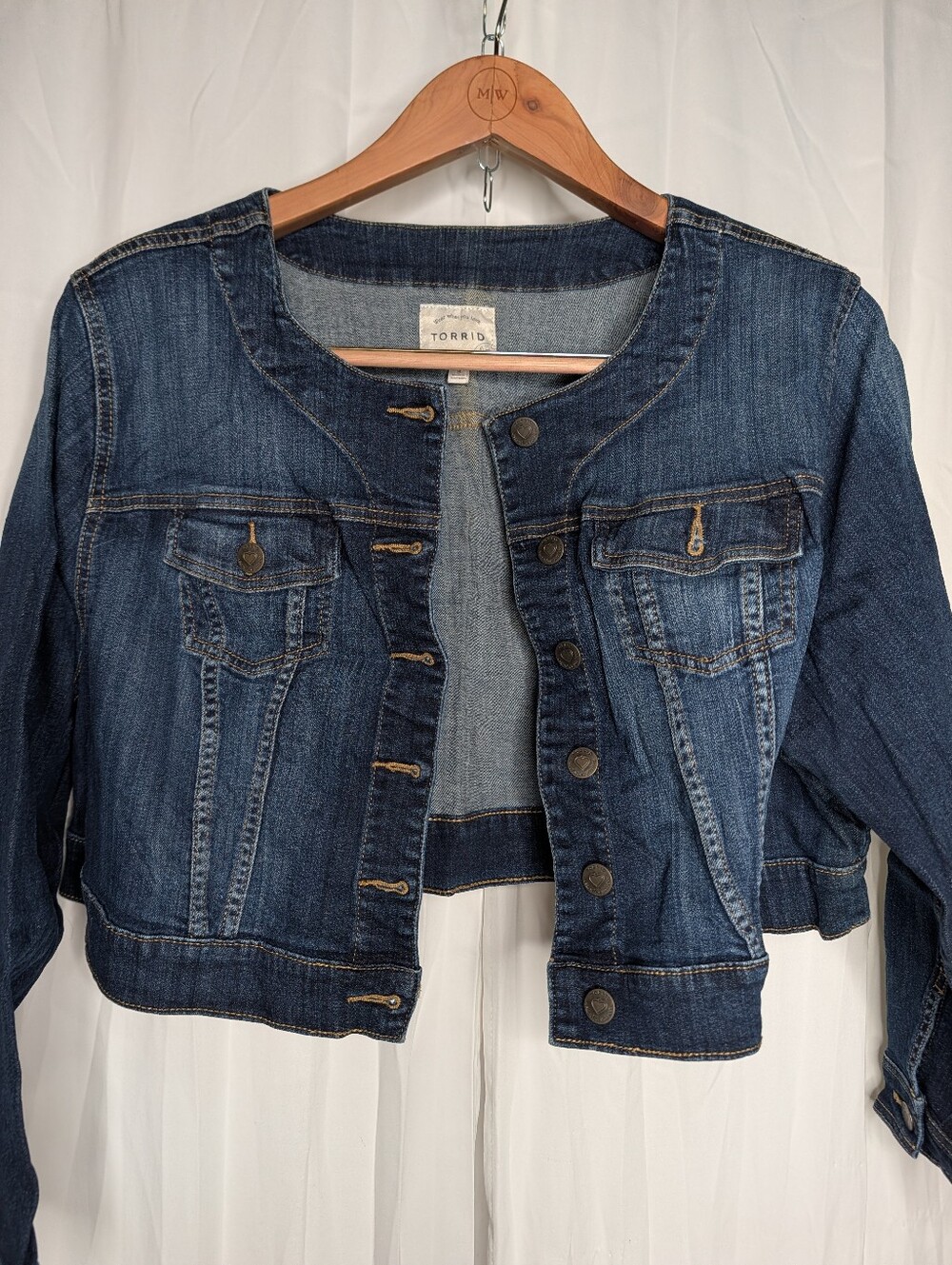 Plus Size jean Cropped Jacket - Picture 3 of 8